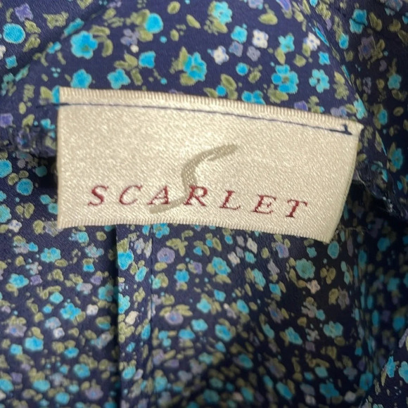 Y2K Vintage 90s Ditsy Floral Spaghetti Strap Slip Dress Blue Tie Empire Waist 9 - Picture 8 of 12